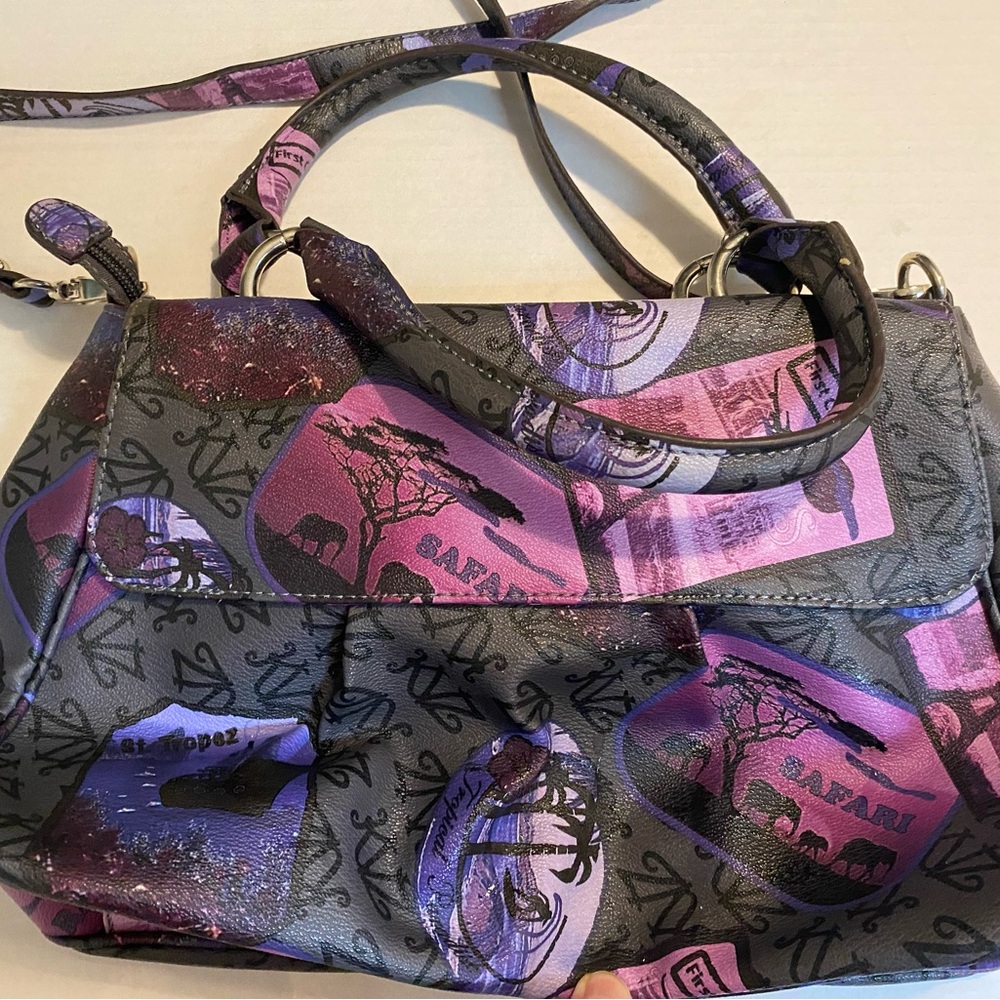 Kathy Van Zeeland Purple and Black Designer Bag - Picture 4 of 9